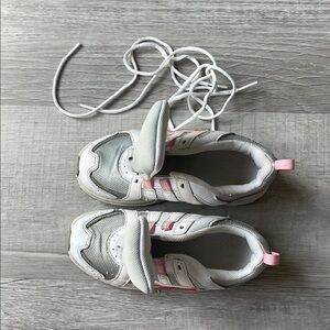 White and Pink Sneakers with Cushioned Sole